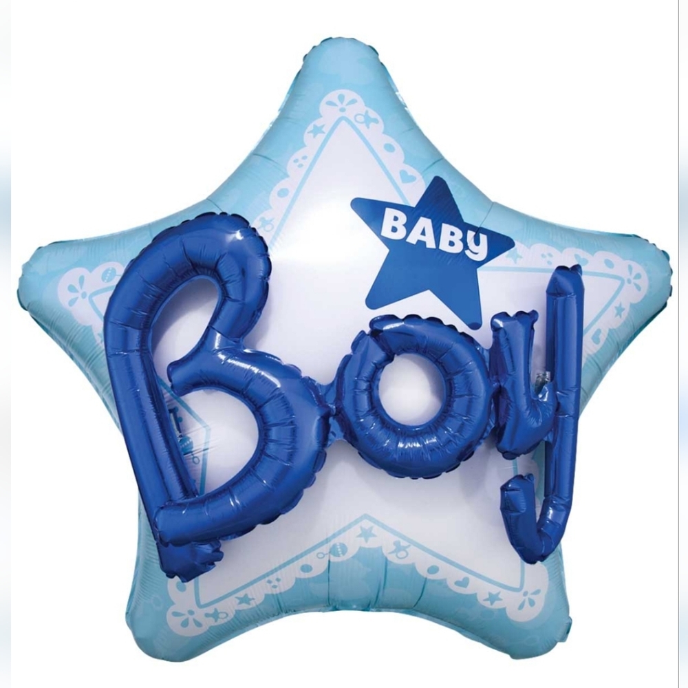 Royal Blue Foil Balloon with Star Design Baby Boy